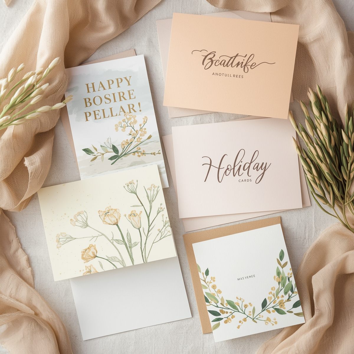 Handmade greeting card with floral design