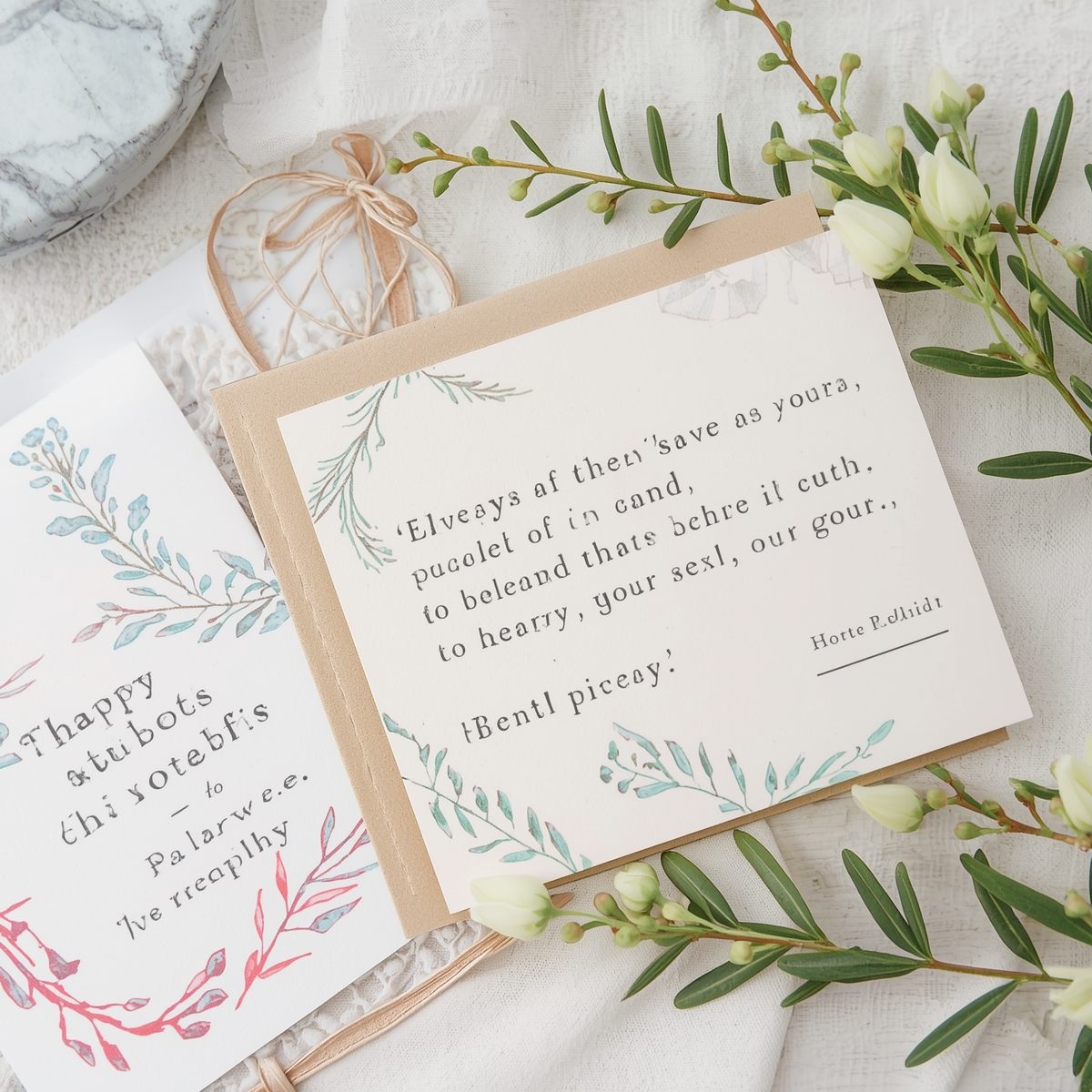 Handmade card with watercolor illustration